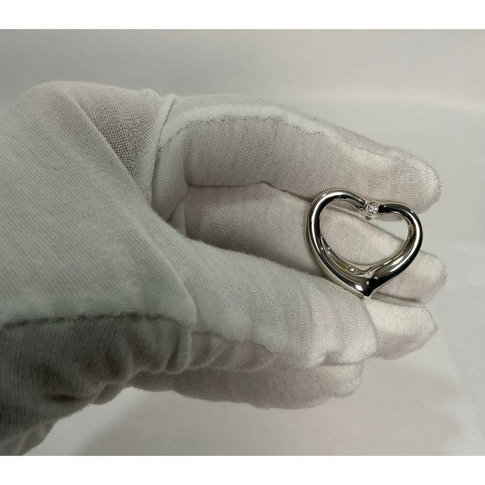 Tiffany & Co diamond open heart pendant 925 silver Elsa Peretti - Picture 8 of 9